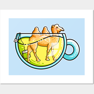 Camel-Mile-Tea Kawaii Cute Chamomile Tea Pun Posters and Art